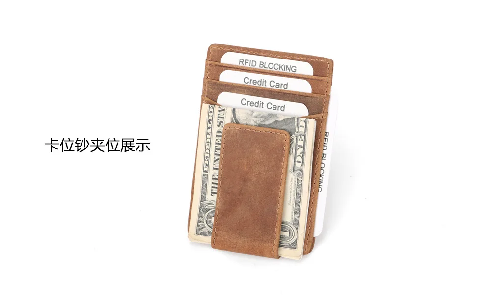 Мужской держатель для карт Crazy Horse с магнитным зажимом в стиле ретро, мужской карт-Холдер, кошелек, чехол для кредитных карт для мужчин, мужской кошелек
