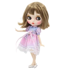 Фабрика blyth кукла 1/6 bjd белая кожа сустава тела короткие каштановые волосы, Новые матовые лица резные губы с бровью, индивидуальные лица