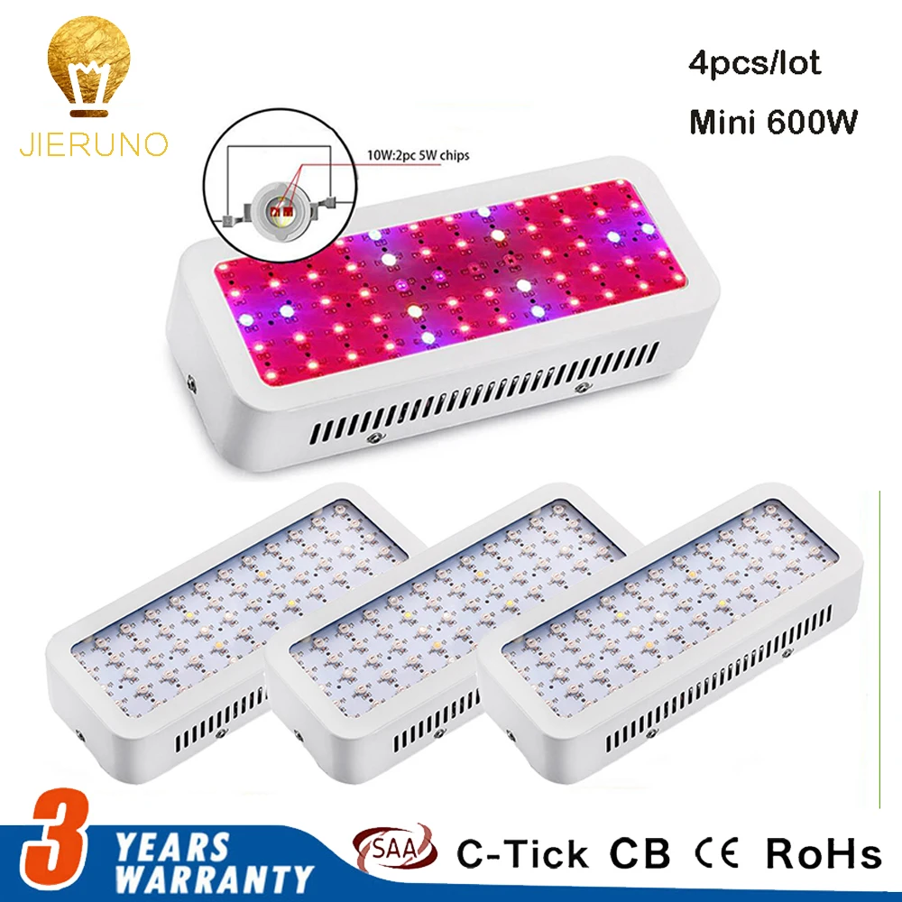 

Low price 600W LED Grow Light White Shell Full Spectrum Double Chips Grow lamp for indoors plants growing and flowering 4pcs