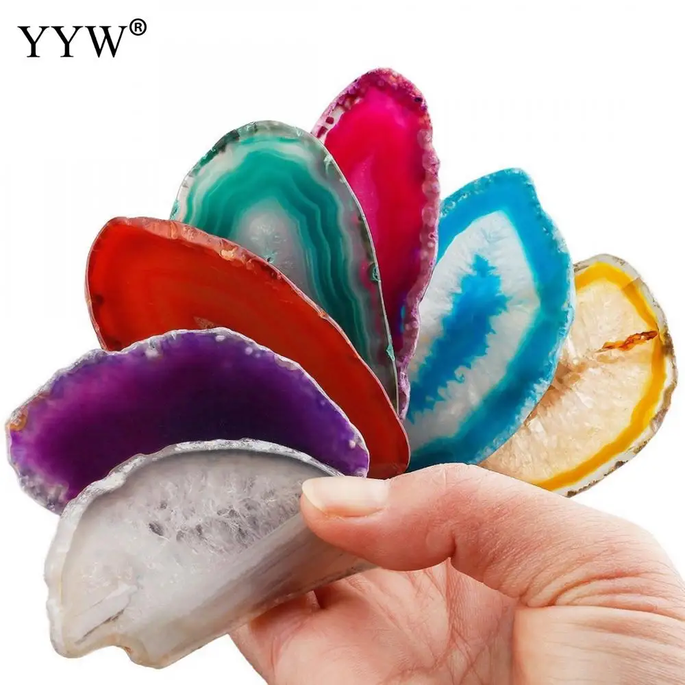 

5pcs Natural Onyx Charms Pendants Hole Multi Colorful Slice Irregular Natural Agat Crystal Stone Quartz Wholesale Place cards
