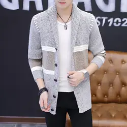 Осень-зима 2019 Модный корейский стиль плюс размер свитер Топы мужские с длинными рукавами белый свитер шерстяной кардиган повседневная