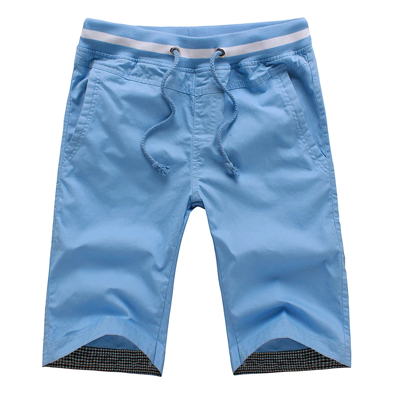 Летние новые мужские шорты с эластичной талией модные повседневные свободные удобные короткие однотонные пляжные шорты до колена
