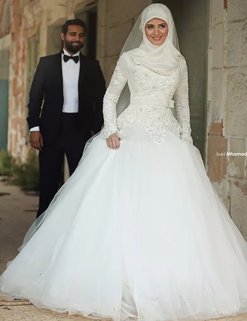 Saudi Arabia Muslim High Neck Modest Wedding Dresses Long Sleeves Saudi Arabia Muslim High Neck Modest Wedding Dresses Long Sleeves Lique Lace Bridal With