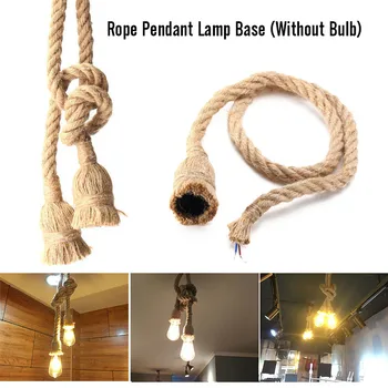 

E27 Rope Pendant Lamp Base Single Head/Double Head Retro Vintage Ceiling Light Chandelier Edison Hemp Rope Diameter 18m