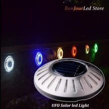 10 шт./лот светодиодный НЛО садовые, на солнечной энергии уличная газонная лампа для дорожки на участке настенный светильник