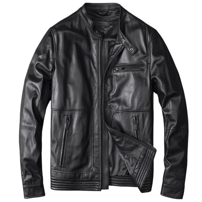 Plus XXXXL Mens Real Leather Jackets Sheepskin Coats Man Overcoats Ture Leather Baseball Jackets Male Genuine Leather Coats A767