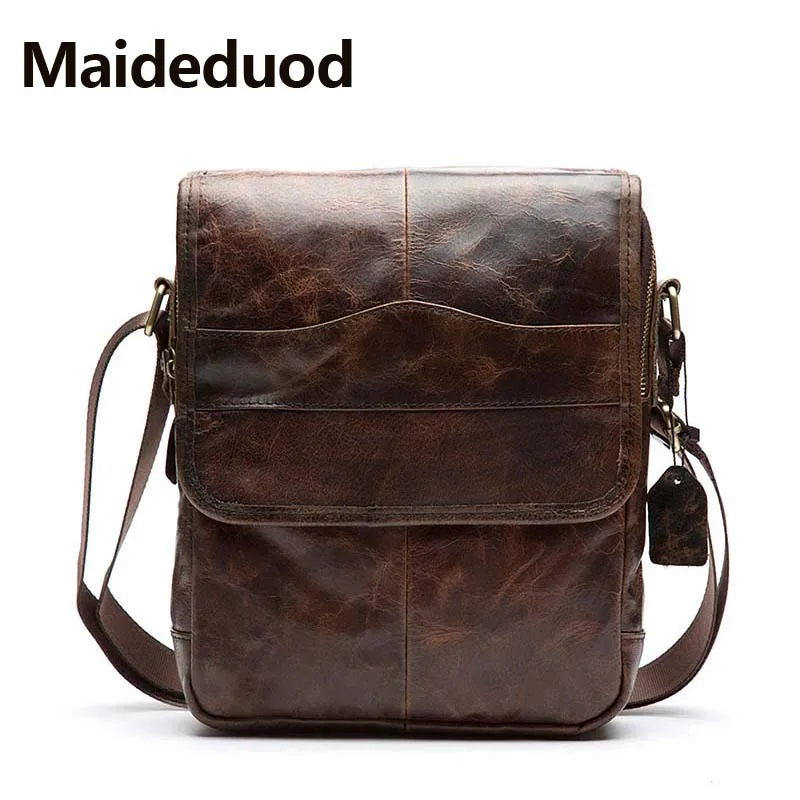 

Maideduod High-Quality Men's shoulder bag Genuine Leather strap Small Casual Flap male man men's Crossbody Bags for Men Leather
