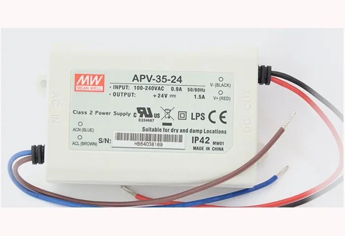

Original MEAN WELL 35W Single Output LED Driver Switching Power Supply APV-35