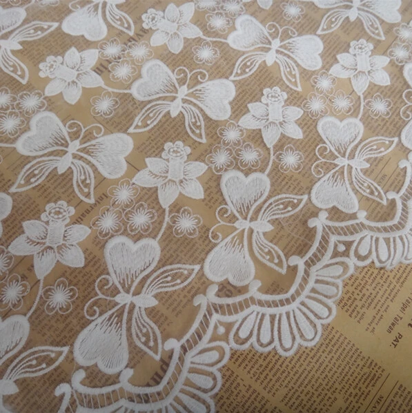 

1 Yards Width 120cm 47.24" ivory organza butterfly embroidered bridal veil lace fabric L1K490 1036305