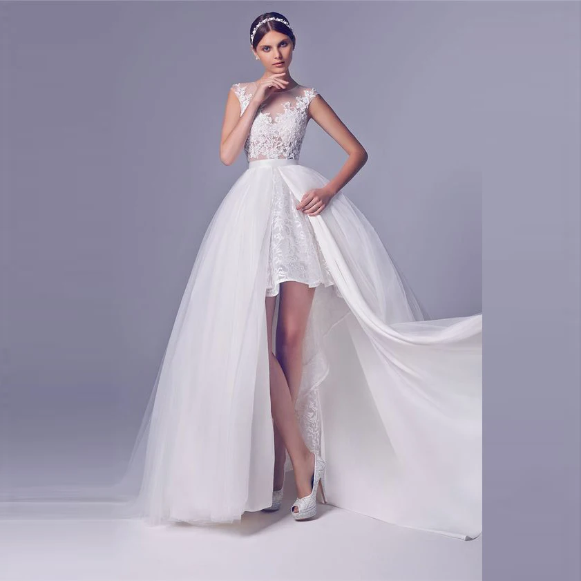 

Detachable Wedding Bridal Train Custom Made A Line Floor Length Maxi Skirt Front Slit White Tulle Long Skirts Women