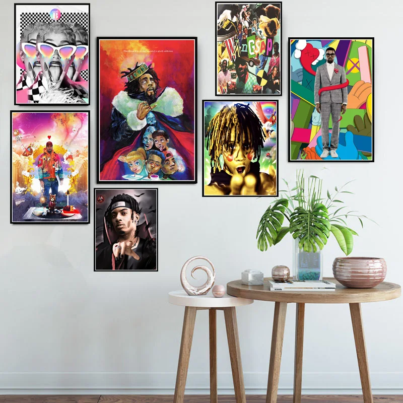

Poster And Prints Trippie Redd J cole Kanye West Rapper Music Star Anime Painting Art Wall Pictures For Living Room Home Decor