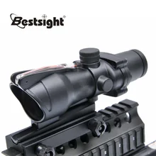 Прицелом acog Trijicon 4x32 стиль Красная точка зрения оптический прицел реальный Волоконной оптики красный с подсветкой прицел Охота прицелы 