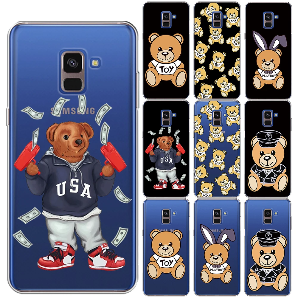 

Cute Bear Soft TPU Case For Samsung Galaxy A7 A6 A8 Plus A9 2018 A3 A5 A7 2016 2017 A10 A30 A50 Cartoon Luxury Brand Cover