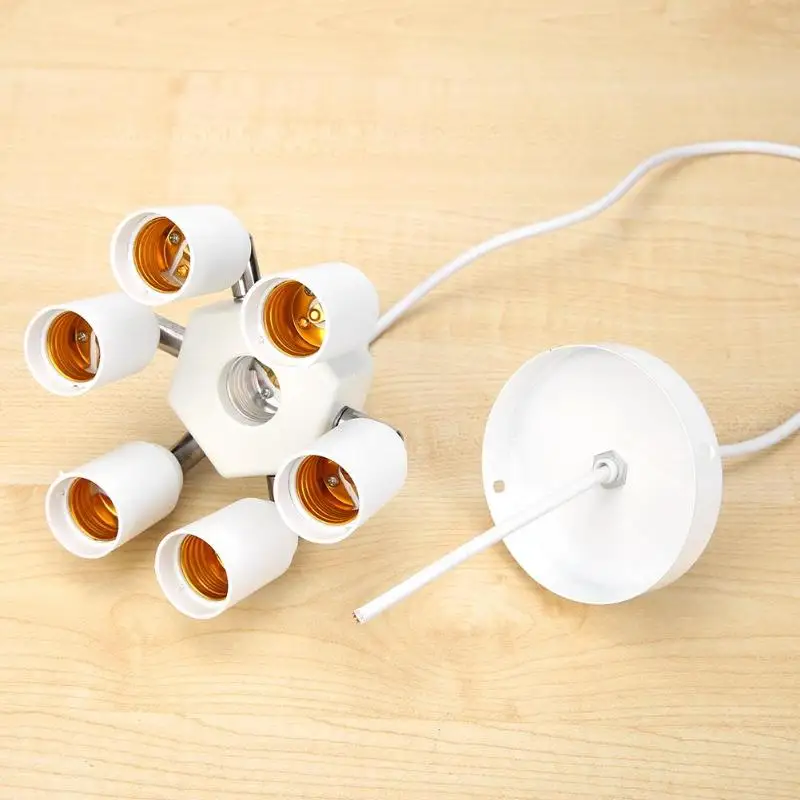 

Modern Light Base 6 Lights Universal E26/E27 Hanging Lamp Holder LED Light Socket Base Bulb Splitter Lighting Fixture New