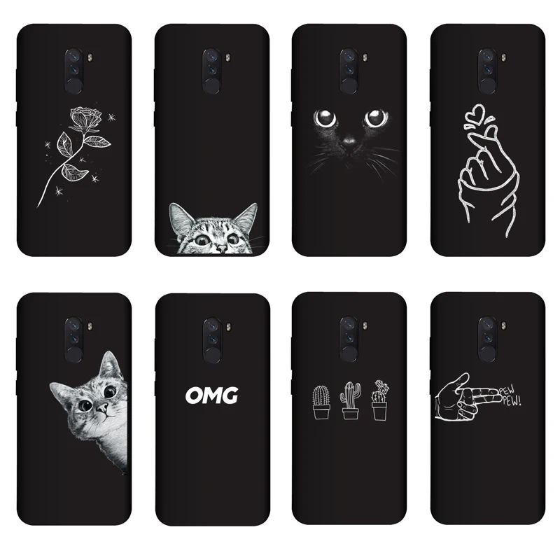

QAQsam 6.18" Soft Silicone For Xiaomi Pocophone F1 Case Cover Painting Matte Phone For Xiaomi Poco F1 Cases Funda