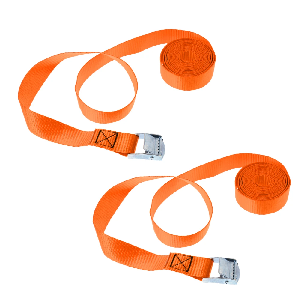 2 قطعة الثقيلة 2.5 m البضائع تحميل لاش الأشرطة كام مشبك التعادل أسفل الأمتعة حزام حقيبة حبل أرفف لسقف السيارة المقطورات البرتقال