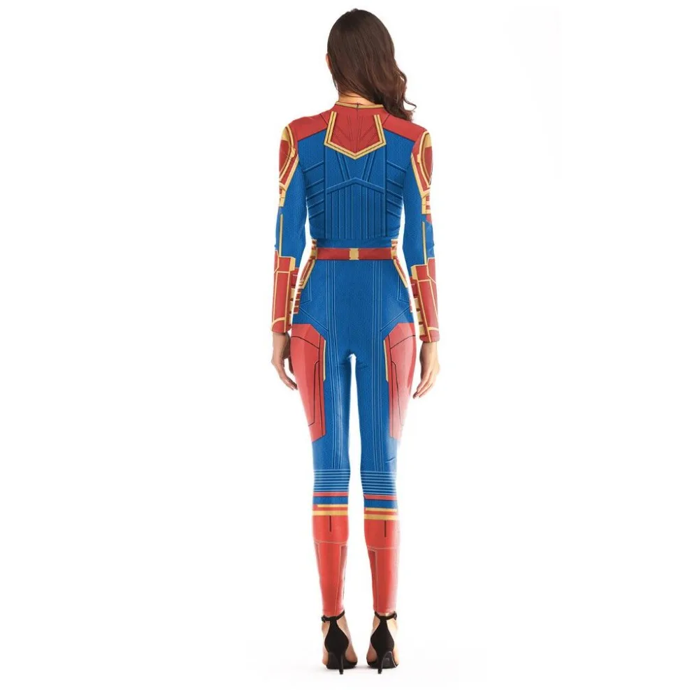 Captain Marvel Carol Danvers Cosplay Jumpsuit Costumes Avengers: Endgame Halloween Women Bodysuit Dress