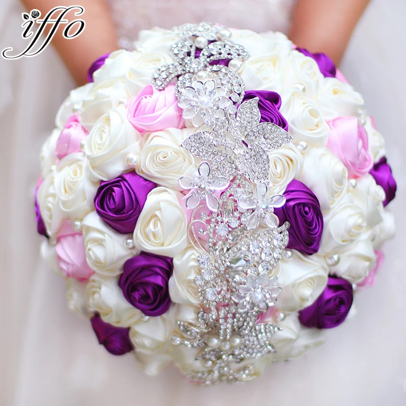 Buquê de flores com suporte para noiva, buquê de rosas coloridas para  casamento, noiva, lançamento romântico, buquê de noivas rosa roxo, frete  grátis|flower glasses|bouquet weddingflower bouquet prices - AliExpress