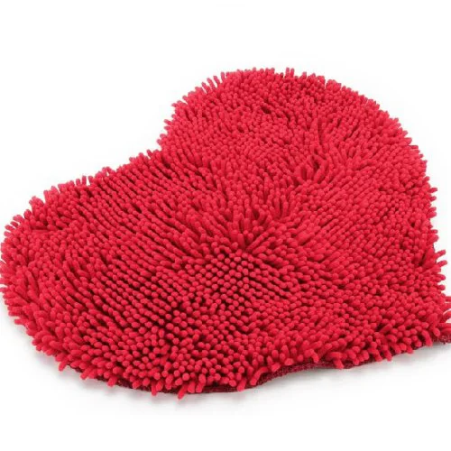 Tapis de sol Tapis de bain utilitaire coeur rouge Chenille Paillasson