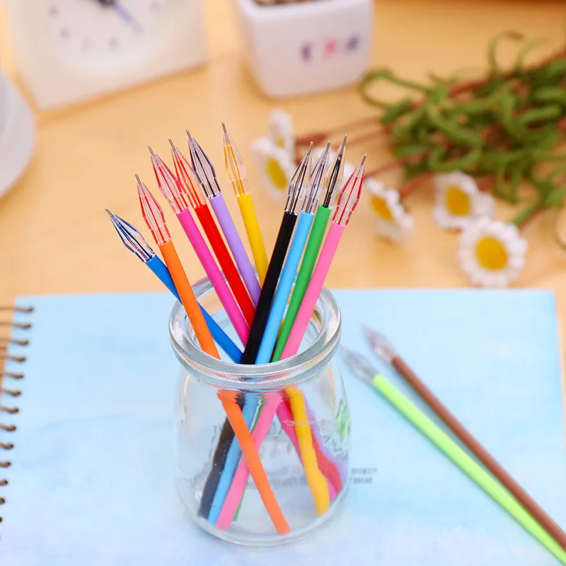 

12 PCS/Lot Diamond Head Refill Creative Stationery Candy Color Roller Gel Pens Refill The Core 0.38mm Office School Supplies
