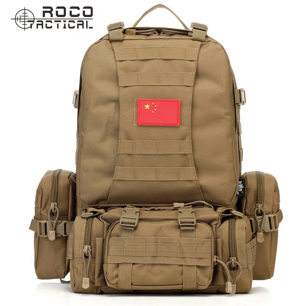 

ROCOTACTICAL 60L Nylon Military Combination Backpack Army Military Backpack with Increament Accessory Bags Hiking Backpack