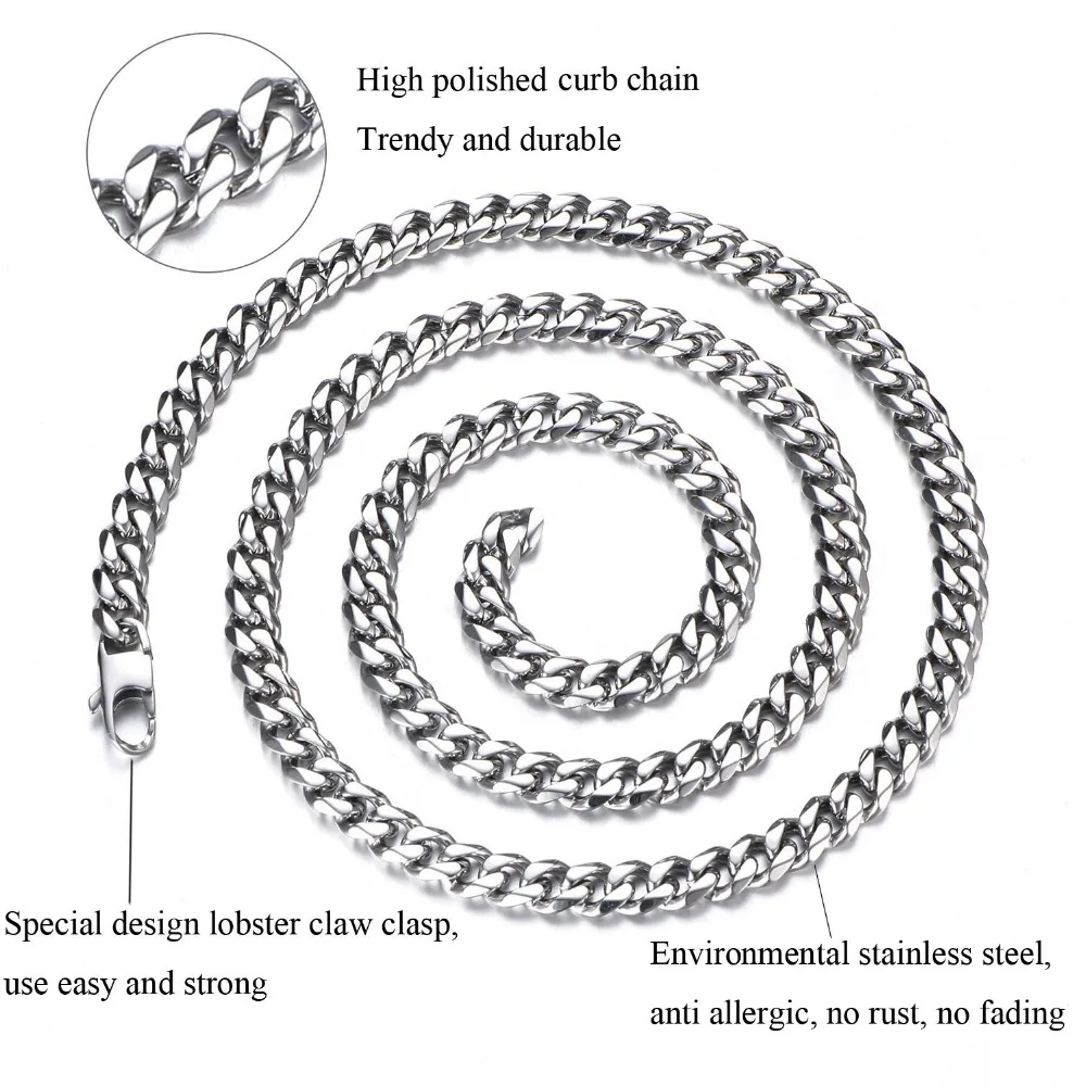 Хип 316L нержавеющая сталь ширина 4 мм/6 мм золото серебро Figaro цепочка на шею для мужчин ювелирные изделия длина цепочки и ожерелья s