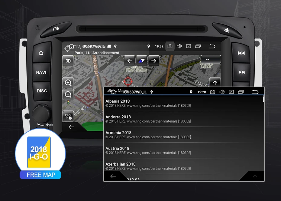 Perfect Isudar Octa Core 2 Din Car Multimedia Player Android 9 For Mercedes/Benz/W209/W203/Viano/W639/Vito Auto Radio RAM 4GB FM GPS DSP 25