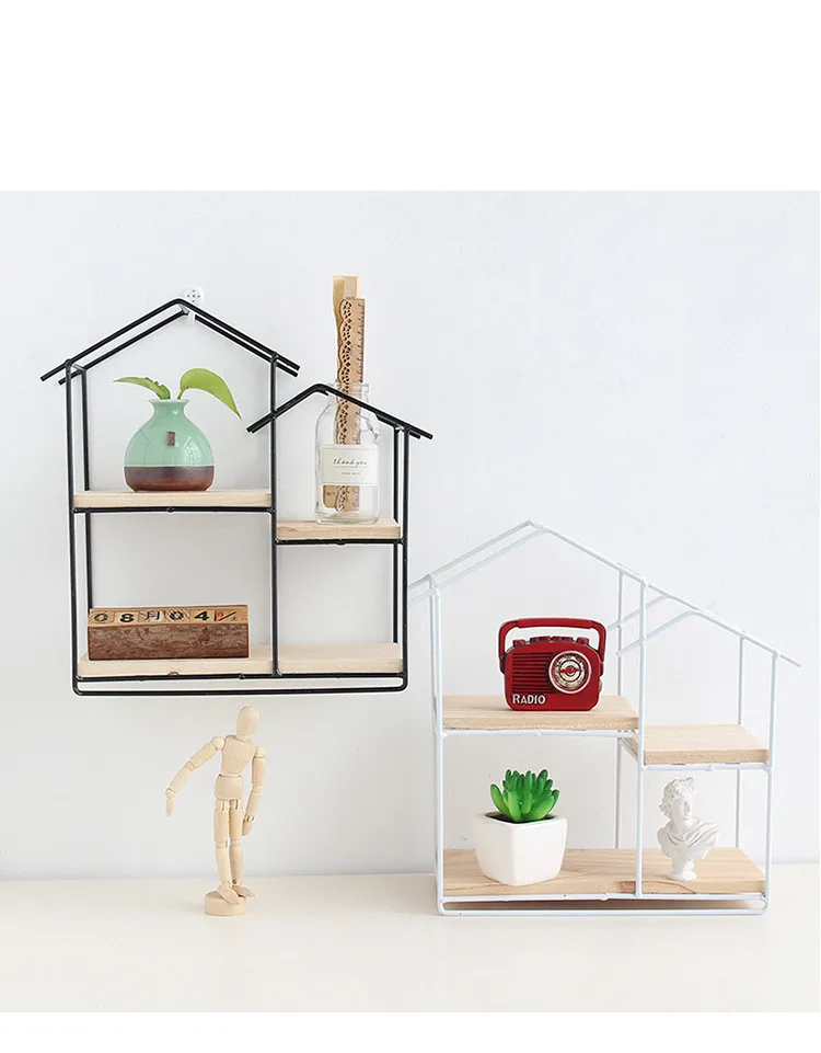 1 Estante De Pared De Metal Para Casa De Dos Capas Florero Multi