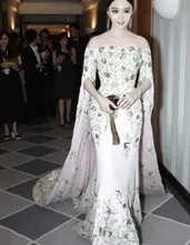 Cannes Film Festival BingBing Fan Mermaid Celebrity Kleider Emboridery Elegante Halbe Hülse Lange Zug Roter Teppich Kleider ZY3400