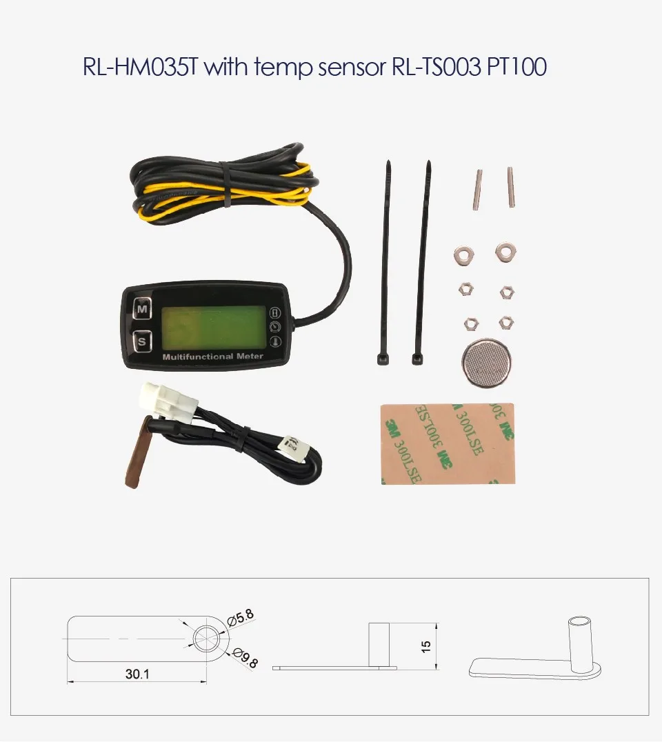 Цифровой RL-TS003 PT100-20-+ 300 градусов Цельсия tach час метр теомометр темп метр для сушки снегохода насос газон триммеры резаки