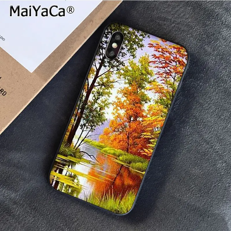 Starry Night Van Gogh Art Oil Painting Autumn Trees Maple Park