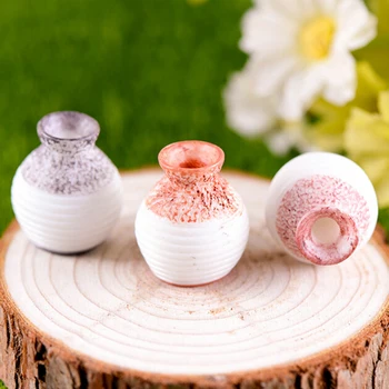 

3Pcs/set Fairy Garden Bonsai Dollhouse Cute DIY Mini Flower Vase Miniture Home Decor Accessories Terrarium Figurines Resin Craft