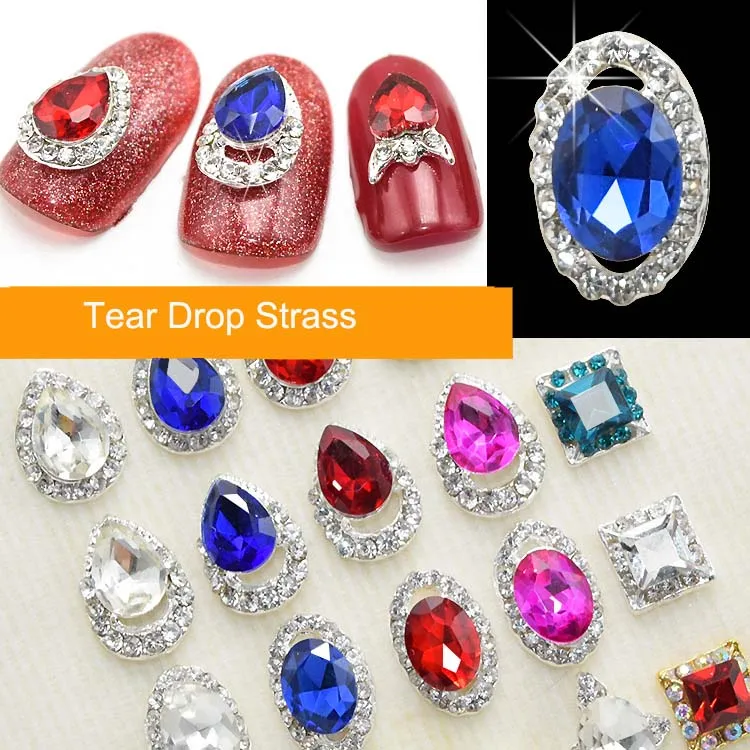 Strass de Vidro Strass para Pregos Auroa Lágrima Dropcrystal Atacado 100 Pçs Charming Liga Unha Charme Studs ab 3d 2 Strass e decorações