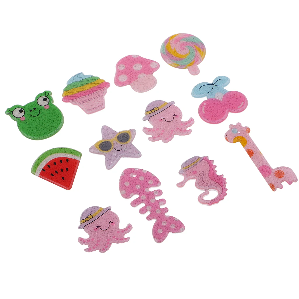 

12 Pieces Kawaii Glitter Resin Flatback Cabochon Embellishment Craft