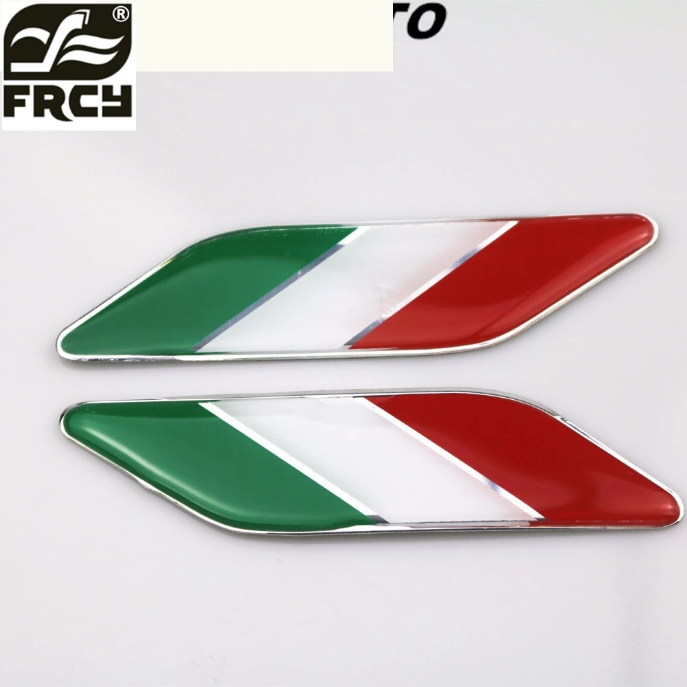 2pcs Car styling 3D PVC+Aluminum alloy Car Stickers Italian Italy Flag