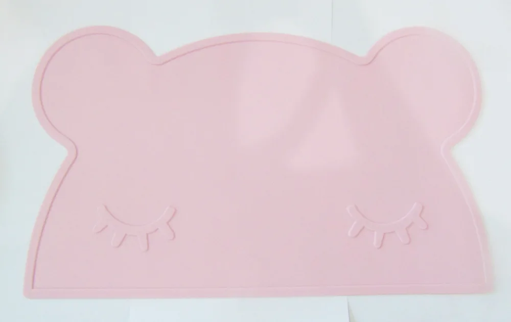 Силиконовая переносная подставка с милым медведем, Кроликом, автомобилем для детей, термостойкая прокладка для малышей, Водонепроницаемая скатерть, коврик - Цвет: Bear Pink