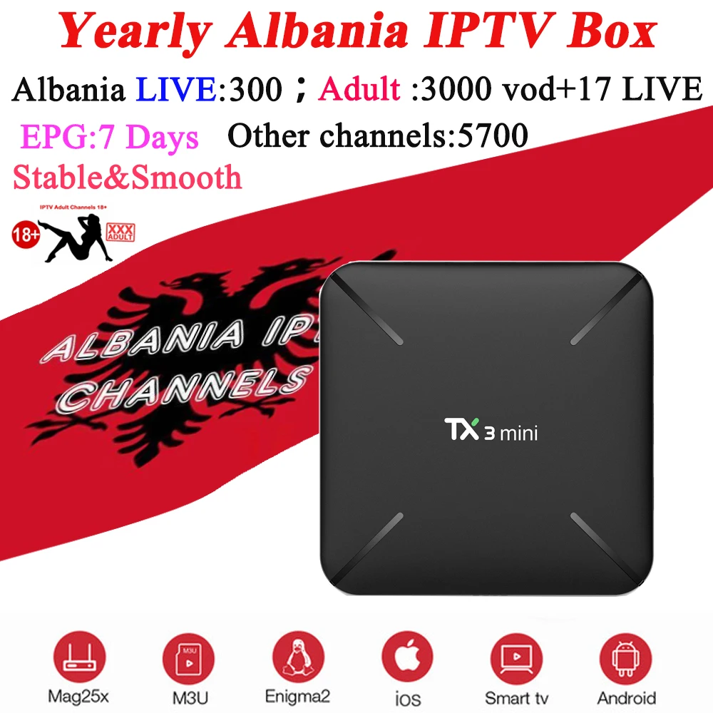 

Albania IPTV TX3Mini 16G rom Amlogic S905W Android 7.1 TV Box Italy USA Canada Spain Africa Poland xxx ip tv m3u set top box mag