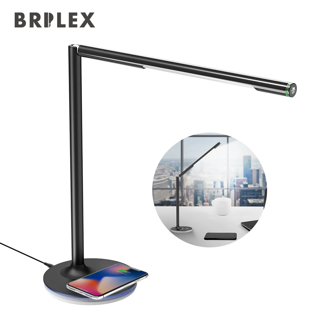 

Brilex Desk Table Lamp Wireless Charging 360 Degrees Adjustable Stand & Holder Working Reading Studying Office Bedroom Use Black