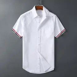 Новинка 2019 года для мужчин Оксфорд вышивка в полоску модные хлопковые повседневные рубашки рубашка Высокое качество карман с длинным