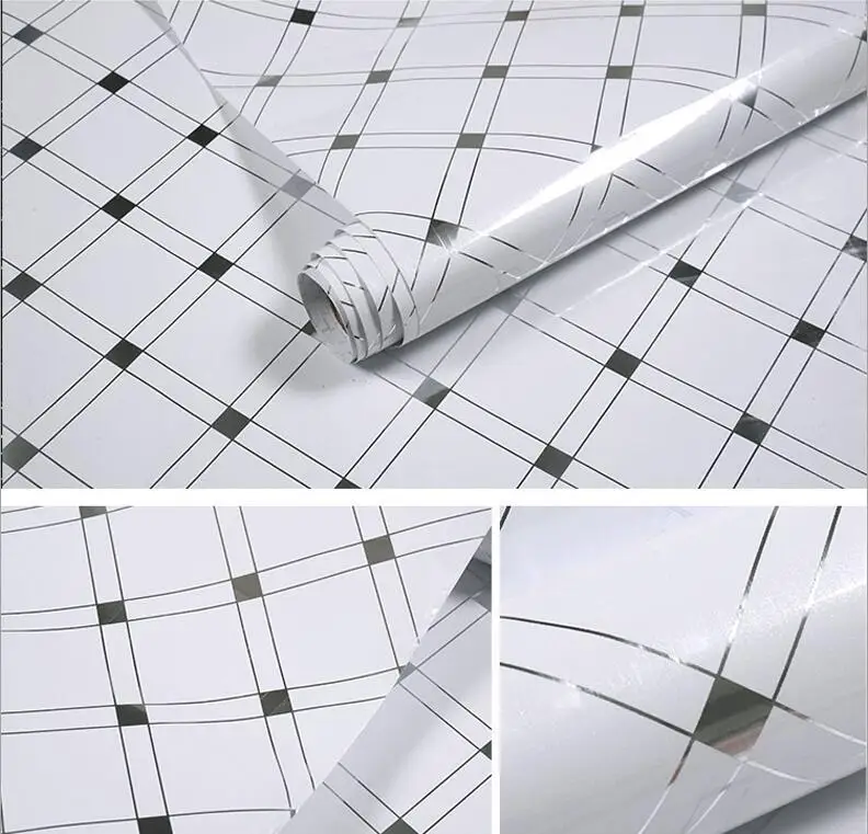 White grid Самоклеящаяся фурнитура для ремонта стен, бумага масло для кухни, водонепроницаемый шкаф, обои для Росписи Стен, настенная бумага, домашний декор Ez149 - Цвет: White grid