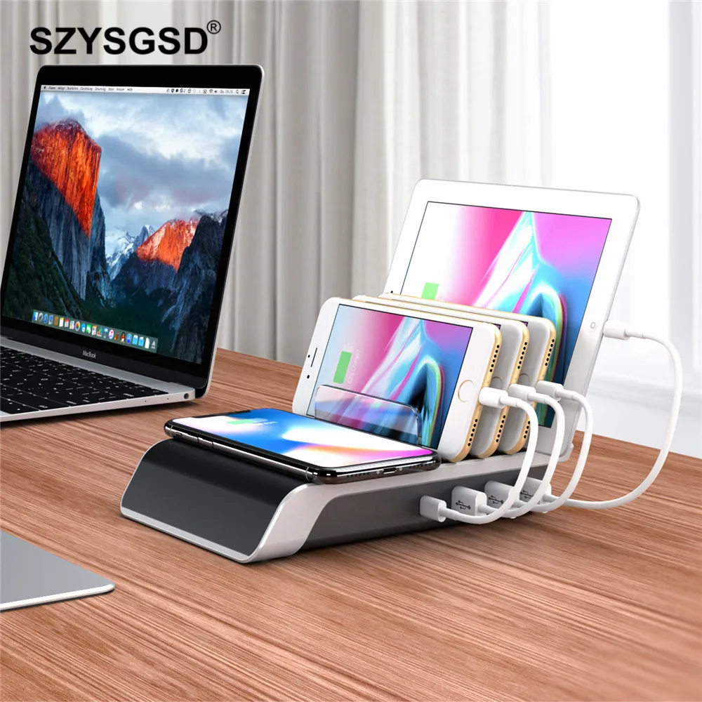

3 in 1 Universal Wireless Charger Base Stand for Samsung Note 9 S9 Fast Charge Multi USB Charger for iPhone iPad Tablet Desktop