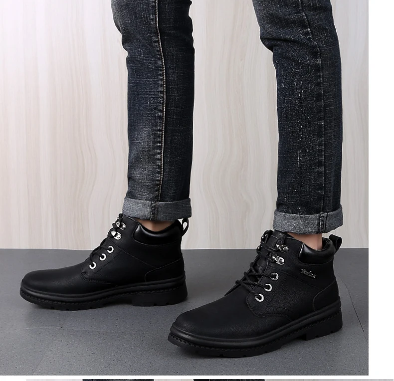 Мужские ботинки; кожаная обувь; Зимние ботильоны; Мужская обувь из ...