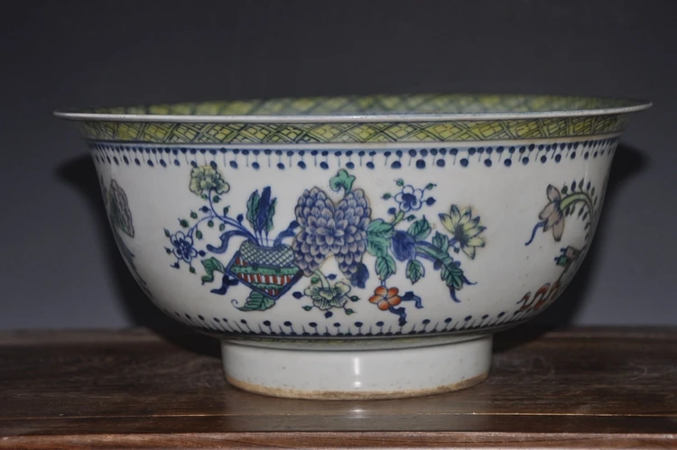 

Antique hand painted porcelain chinese style ceramic bowl with KangXi Mark for collection