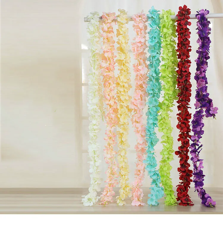 

Hot sale 6pcs/lot Violet Orchid Vines wedding arrangement DIY decorative flower curtain wall hanging flower wedding flower HT003