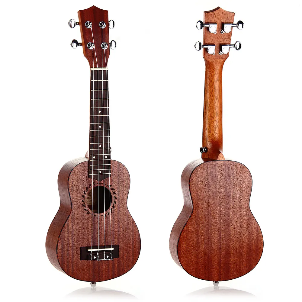 

21 inch Soprano Ukulele Uke Sapele 15 Frets Hawaii Musical Instrument Laser Cutting Rosewood 15 Fret OX Bone Sapele Okoume Wood