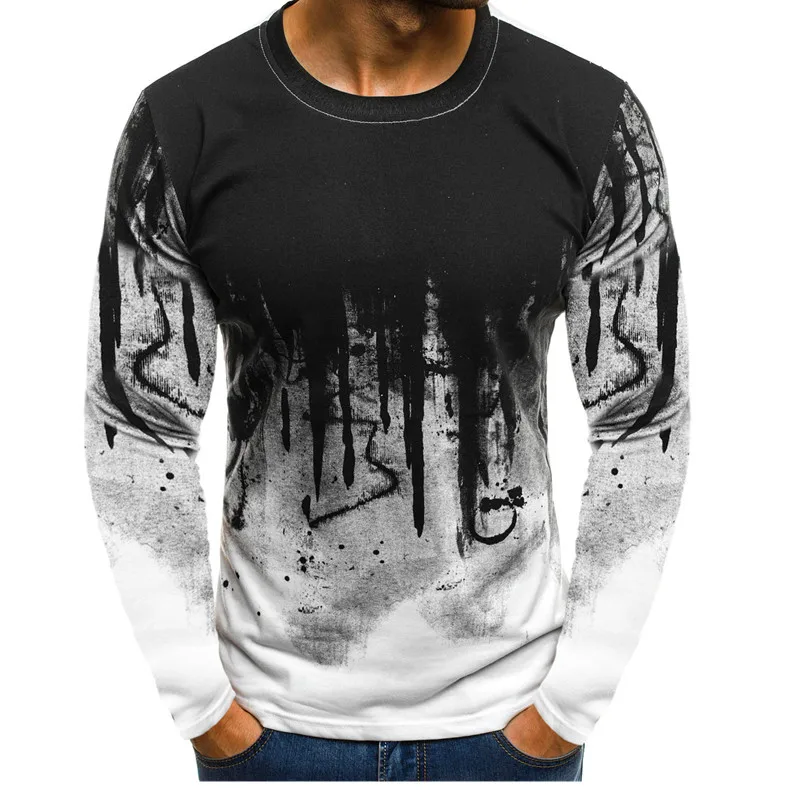 

Men's long-sleeved cotton tops are hot sellers summer casual fashion printed t-shirts sports camouflage round collar t-shirts