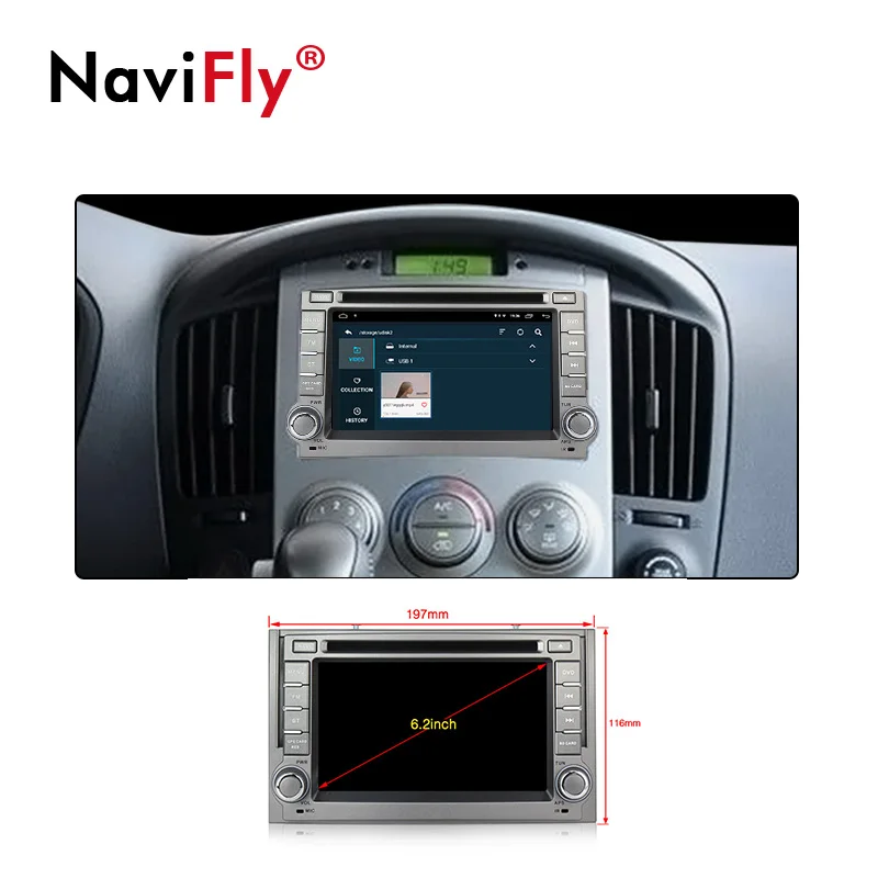 Sale Navifly 2+32G Android 9.1 Car dvd radio Multimedia Player For Hyundai H1 Grand Starex 2007-2016 BT WIFI RDS GPS Navigation 3