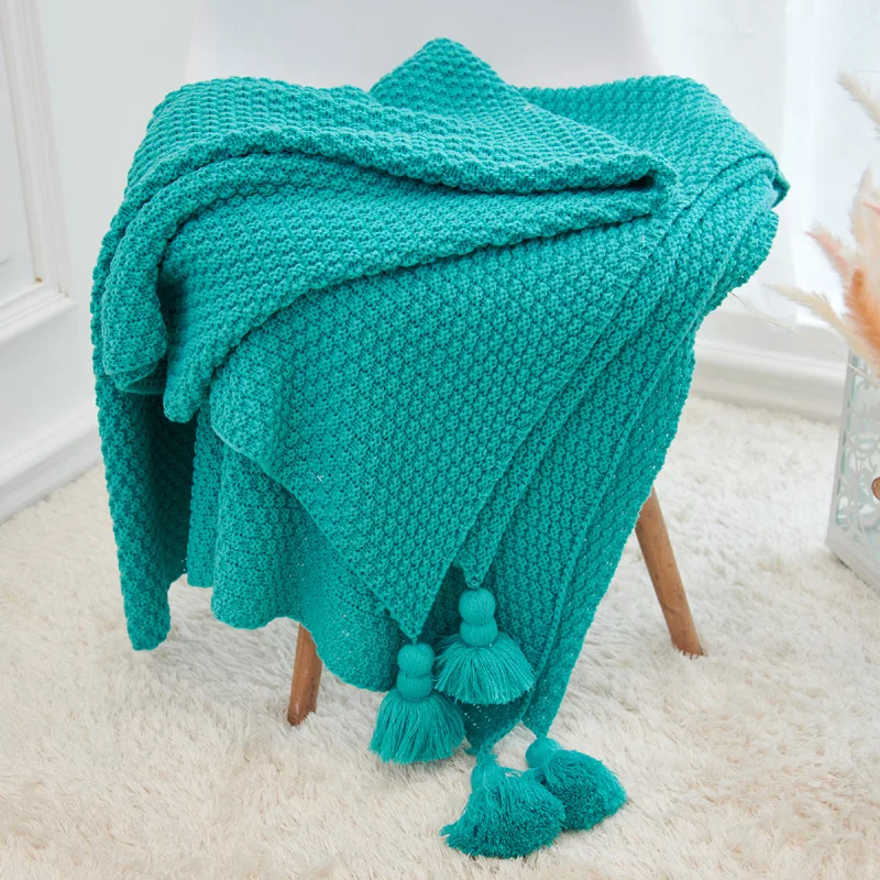 100% Acrylic Handmade Knitted Throw Blanket