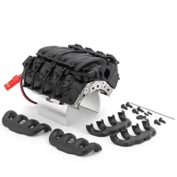 

black Metal Simulation V8 TRX-4 Engine Cover Anti-Skid Plate for 1/10 RC Crawler For D90 D110 TRX-4 1/10 RC Crawler