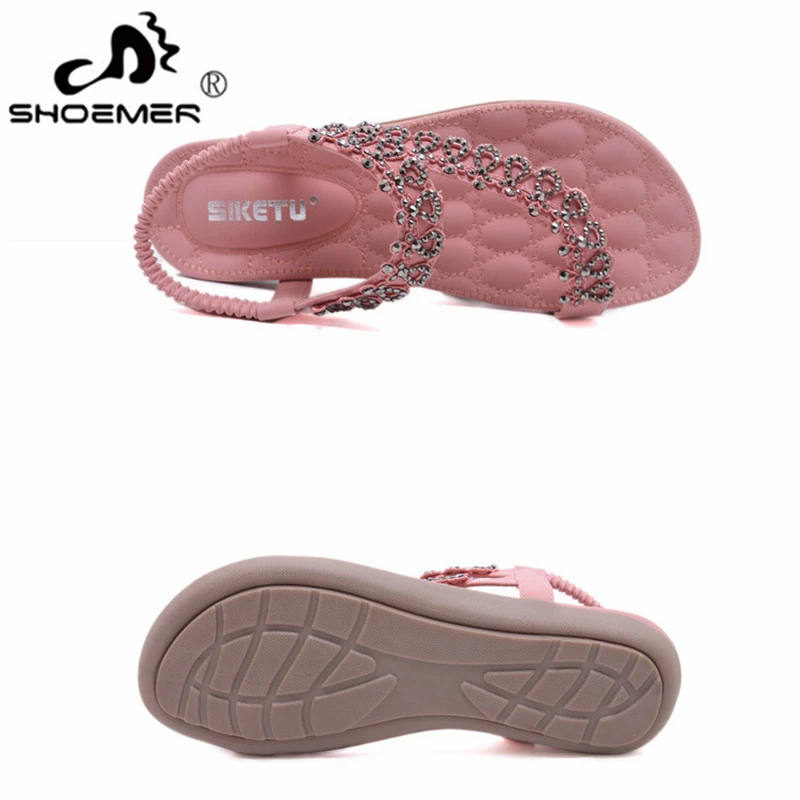 

SHOEMER Shoes Women Sandals Summer Flat Sandals 2019 New Bohemian Flip Flops Women Shoes Roman Casual Beach Sandals Slip-On